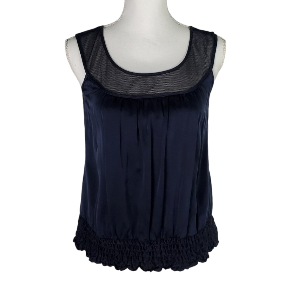 Nanette Lapore 6 Navy Blue Silk Sleeveless Blouse